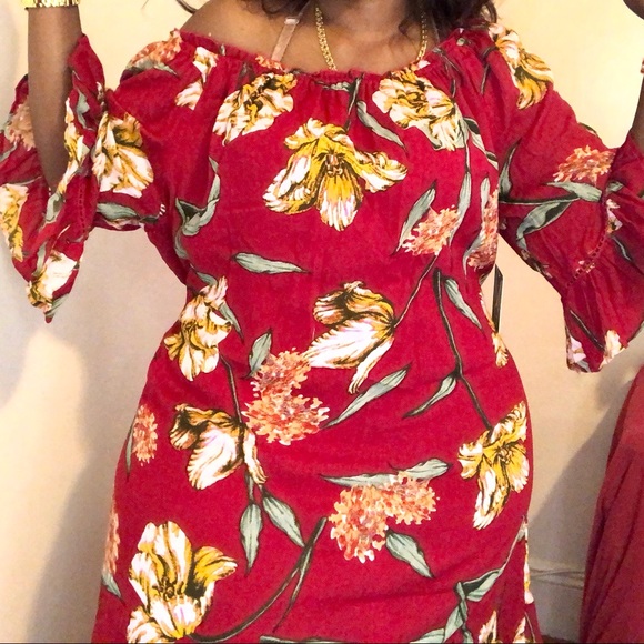 🚫❌SOLD🚫❌Burnt Color Red Floral Maxi Dress - Picture 7 of 8